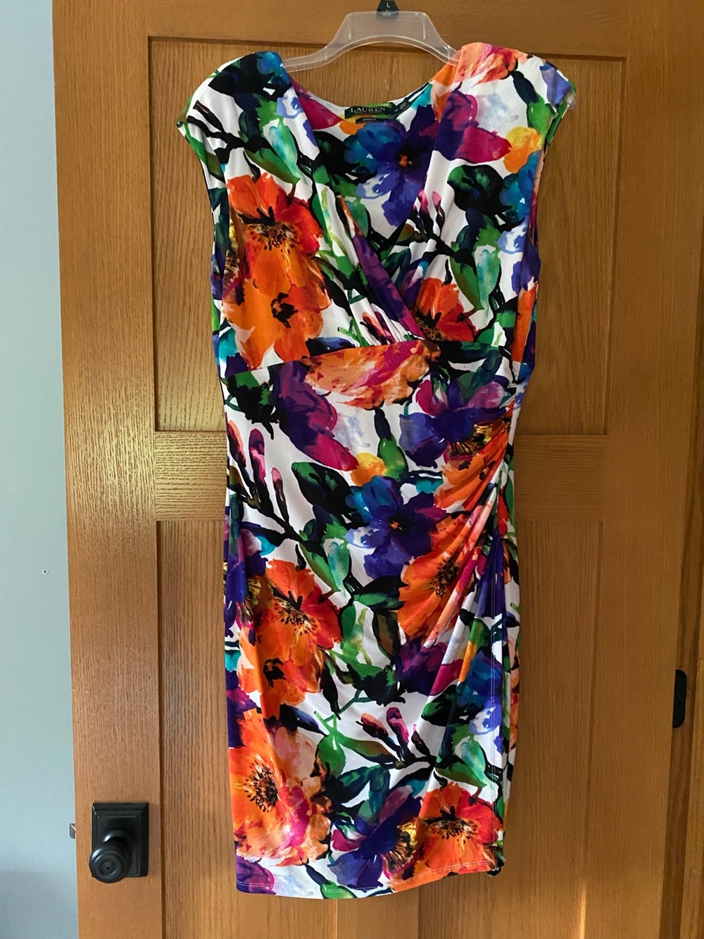 Ralph Lauren Multicolor Floral Faux-Wrap Midi Dress